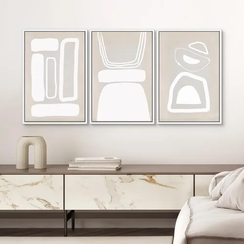 Vista 183 de SIGNWIN Lienzo enmarcado para pared, juego de arte neutro de bosque brumoso, ilustraciones en tono tierra, arte moderno, decorativo, bohemio