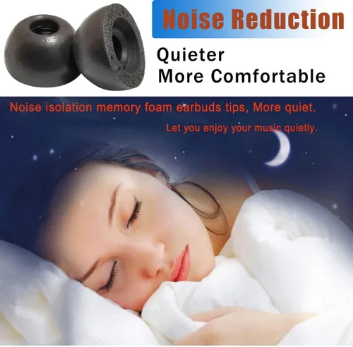 Vista 4 de Almohadillas de espuma viscoelástica para Samsung Galaxy Buds+ (S/M/L), puntas de repuesto para Galaxy Buds 2/Galaxy Buds FE/Galaxy Earbud Negro