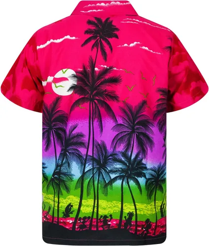 Vista 2 de KING KAMEHA Camisa hawaiana para hombre Funky Casual con botones, muy fuerte, manga corta, unisex, playa
