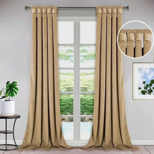Vista 19 de Bhoomi Collection Cortinas opacas con pestaña superior para sala de estar, cortinas de ventana con aislamiento térmico, oscurecimiento de Rojo Sangre