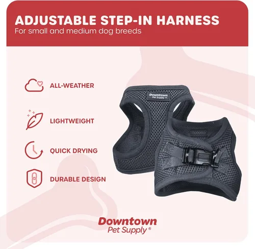 Vista 62 de Downtown Pet Supply Arnés para perro Step-in – Sin tirones, malla acolchada ajustable con ribete reflectante, correa de hebilla segura – Arnés