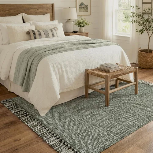 Vista 71 de Collive Alfombra de Baño Negra, 2' x 3' Tejida a Mano Lavable Alfombras Pequeñas de Cocina, Alfombra de Entrada Reversible de Algodón Alfombra
