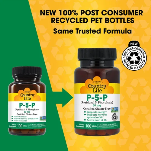 Vista 8 de Country Life P-5-P Vitamina B6 – Suplemento biodisponible de piridoxal-5-fosfato para energía, apoyo del sistema nervioso y crecimiento de glóbulos