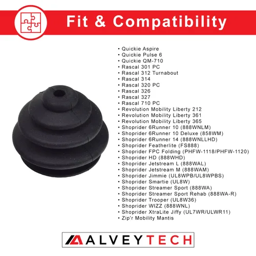 Vista 5 de AlveyTech Joystick Rubber Boot fits PG Drives Controller VSI VR2 GC Remote Plus and Q-Logic - For Electric Power Chair Wheelchair Gaiter Skirt