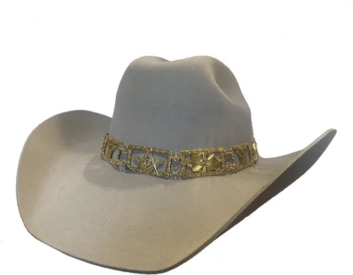 Vista 7 de GENUINE TEXAS BRAND Sombrero de oro masónico con joyas, Oro