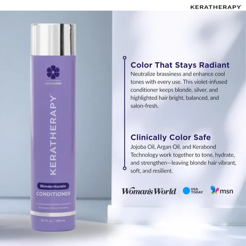 Vista 4 de KERATHERAPY Acondicionador tonificante violeta totalmente rubio con infusión de queratina, 10.1 onzas líquidas, 10.1 fl oz – Terapia de queratina