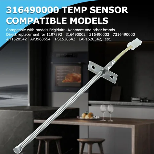 Vista 2 de 316490000 Sonda de sensor de temperatura de horno de repuesto para Frigi-daire Ken-More Ranges Reemplaza 316490003 1197392 AP3963654 PS1528542