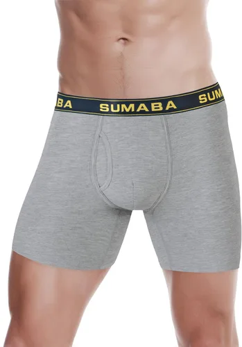 Vista 13 de SUMABA Calzoncillos tipo bóxer de pierna larga para hombre, con bolsa que no se suben para hombre 1 paquete: verde militar02