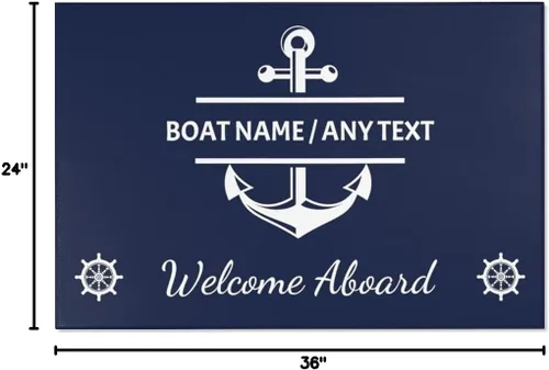 Vista 3 de Tapete de bienvenida a bordo para barcos, alfombra de bienvenida personalizada a bordo, alfombra de barco personalizada, regalo náutico, decoración