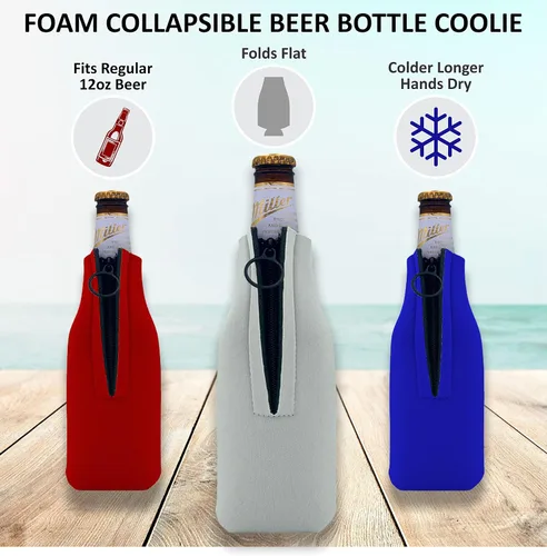 Vista 2 de Botella de cerveza de espuma en blanco Coolie (paquete de 6, camuflaje verde)