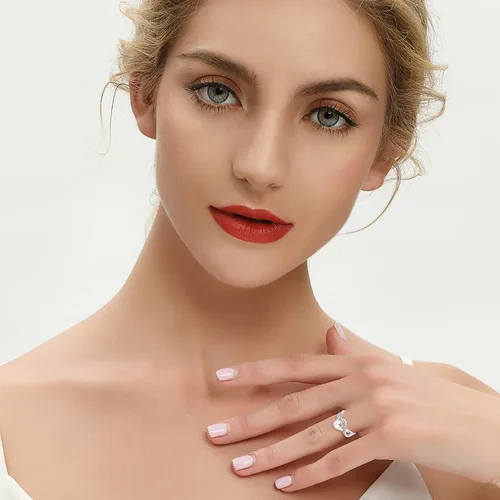 Vista 6 de JO WISDOM Anillo de perlas para mujer, plata de ley 925, circonita cúbica, anillo de perlas infinitas con anillo redondo de perlas blancas de 0.276