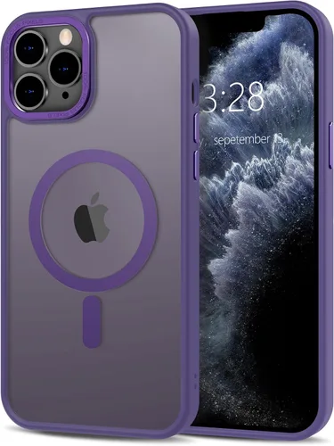 Vista 8 de Anuck - Funda magnética para iPhone 11 compatible con MagSafe, carcasa trasera mate translúcida dura, borde de TPU, delgada, resistente a impactos