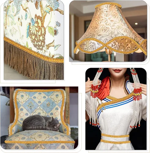Vista 7 de GORGECRAFT 15 yardas de cinta tejida con borde metálico, diseño de trenza de poliéster para coser, con purpurina, adornos decorativos