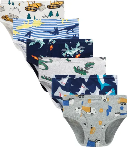 Vista 22 de Boboking - Calzoncillos 100% de algodón, para niños pequeños, ropa interior suave, con diseño de dinosaurios y de camiones