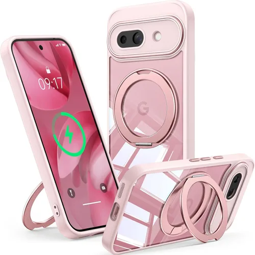 Vista 27 de 【Soporte magnético giratorio de 360°】 Funda para Google Pixel 8A 【Compatible con MagSafe y Pixelsnap】 Funda con soporte de anillo 【Transparente sin