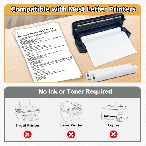 Vista 5 de Papel térmico de 8.5 x 11 pulgadas para impresoras portátiles, sin BPA