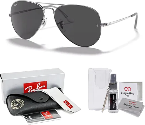 Vista 2 de Ray-Ban Aviator Metal II RB3689 - Lentes de sol de aviador para hombre y mujer + paquete con kit de gafas de diseño iWear de cortesía