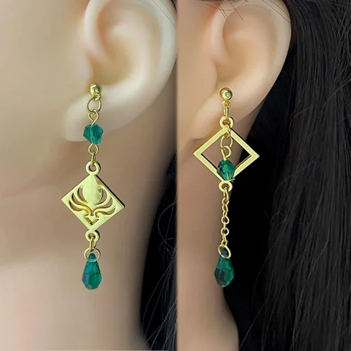Vista 4 de Genshin Dangle Earrings For Women Girl - Anime Figure Element Eye Of God Anemo Vision Earrings Venti Cosplay Jewelry For Christmas Halloween