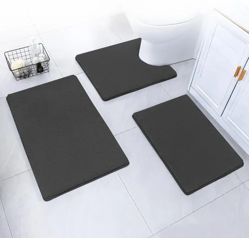 Vista 42 de SWEMSTAR Alfombra de baño de espuma viscoelástica con alfombra de inodoro, tapete de baño absorbente de agua para suelo de baño, antideslizante