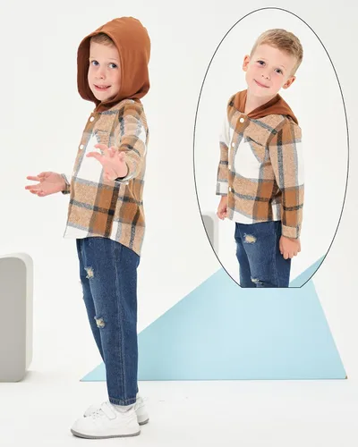 Vista 4 de Renotemy Toddler Baby Boy Clothes Denim Outfits Infant Hooded Sweatshirt Jeans Clothing For Little Boys