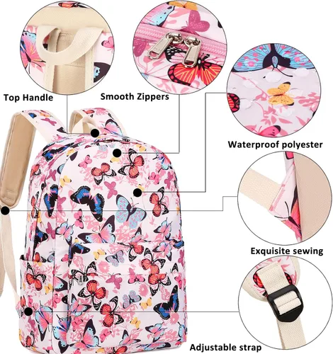Vista 4 de Joyfulife Mochilas para niñas, mochilas para niños, mochilas para adolescentes, mochila para estudiantes escolares con lonchera, bolsas para lápices