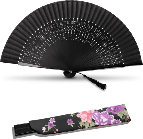 Vista 8 de Ventilador de mano plegable para mujer, ventilador de mano, marrón