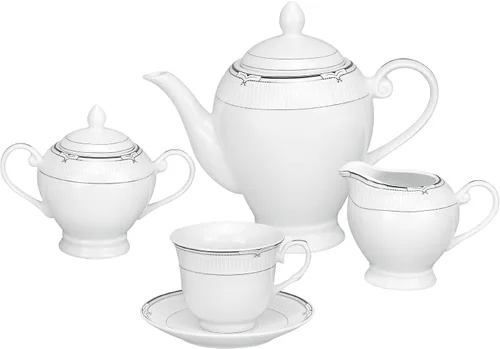 Vista 5 de Lorren Home Trends Juego de vajilla de porcelana de 57 piezas, Rio, servicio para 8