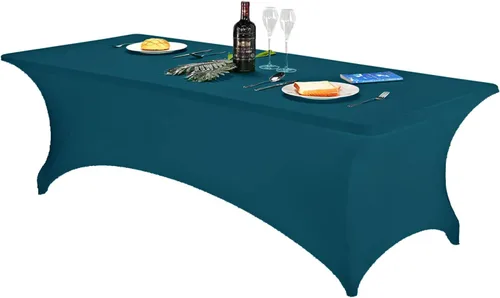 Vista 99 de FORLIFE - Funda de mesa de elastano, mantel ajustado de 4 pies para mesas rectangulares, funda elástica para patio, universal para bodas, banquetes
