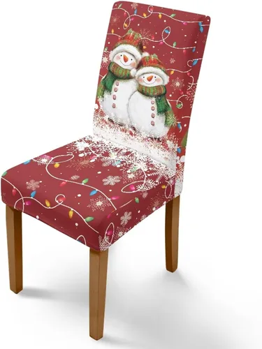 Vista 123 de Rnyleeg Fundas navideñas para sillas de comedor, fundas de asiento de comedor con estampado de campanas brillantes, juego de 1 funda suave y lavable