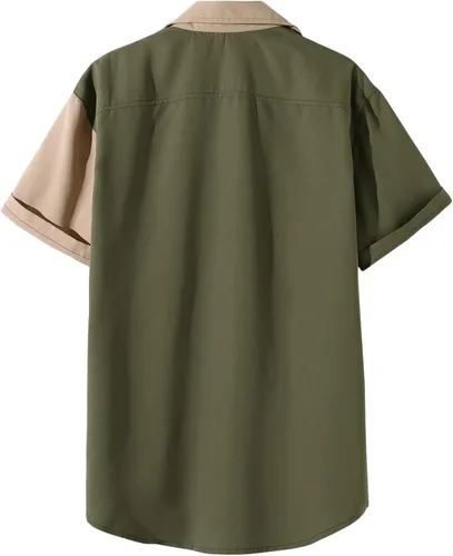 Vista 2 de Floerns Camisa de manga corta con cuello y botones para hombre