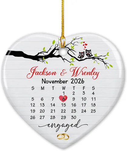 Vista 24 de Adorno de cerámica de 2 años de Navidad 2025, adorno de cerámica personalizado para parejas, regalo para parejas, aniversario, boda, señor Sra.