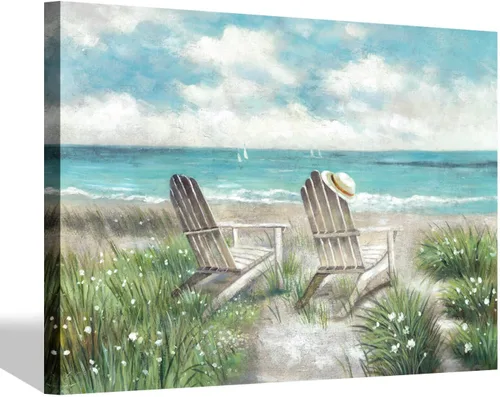 Vista 7 de SD SOFT DANCE Lienzo decorativo para pared de playa, paisaje marino, pintura costera para dormitorio (16 x 11 x 1 panel)