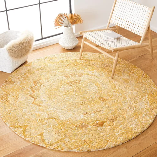 Vista 42 de SAFAVIEH Marquee Collection - Alfombra decorativa, 2 x 3 pies, beige y marfil, lana de medallón de mandala hecha a mano, ideal para zonas de alto