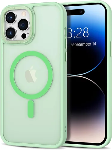 Vista 45 de Anuck - Funda magnética para iPhone 11 compatible con MagSafe, carcasa trasera mate translúcida dura, borde de TPU, delgada, resistente a impactos