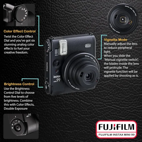 Vista 5 de Fujifilm Paquete de cámara de película instantánea Instax Mini 99 con película instantánea Fujifilm Instax Mini (20 hojas) con accesorios que