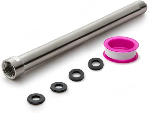 Vista 23 de OFFO Brazo de extensión de cabezal de ducha, extensión de brazo de ducha, extensor de cabezal de ducha hecho de acero inoxidable 304, extensión