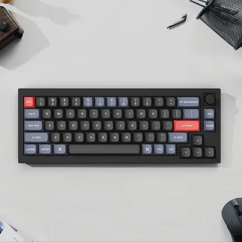 Vista 7 de Keychron Q2 - Versión de perilla de teclado mecánico con cable, 65% diseño QMKVIA macro programable con interruptor Gateron G Pro azul