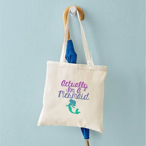 Vista 4 de CafePress Bolsa de lona natural vintage, reutilizable, de sirena, En realidad, soy una sirena., S