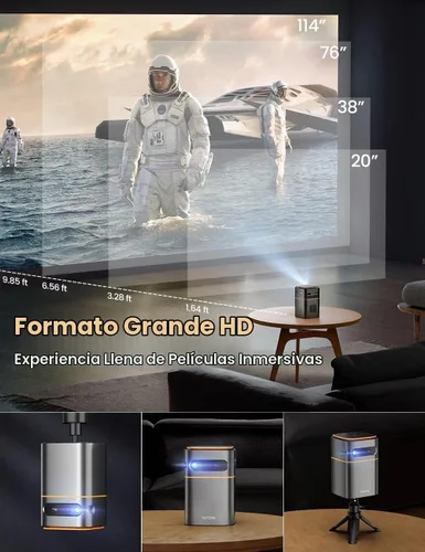 Vista 7 de Mini Proyector con WiFi 5G, Proyector Pequeño HD de 1080P de Corta Distancia con Trípode, Proyector Exterior para Teléfono, Proyector Portátil