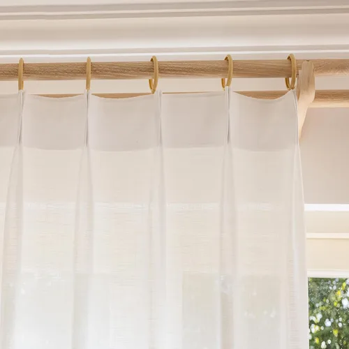 Vista 6 de Cortinas traslúcidas con textura de lino blanco de 54 pulgadas de largo, juego de 2 paneles de cortinas semitransparentes para sala de estar