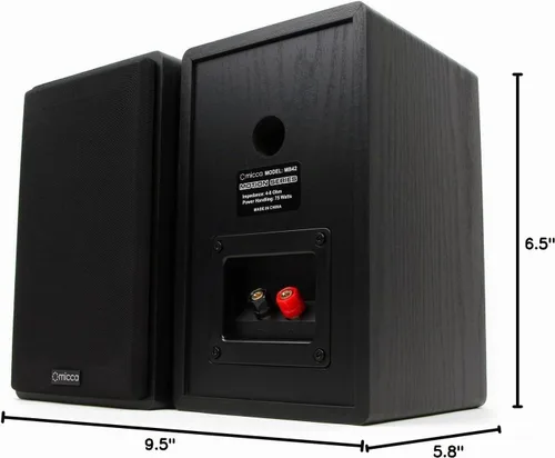 Vista 3 de Micca MB42 Standard 2-Way Passive Bookshelf Speakers, Stereo Pair, Black