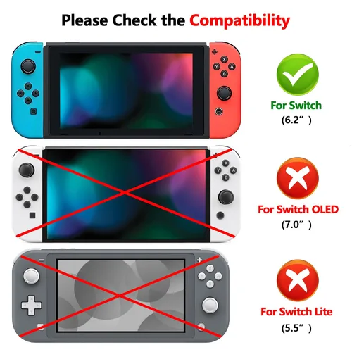 Vista 2 de eXtremeRate 2 Pack Black Border Transparent HD Clear Saver Protector Film, Tempered Glass Screen Protector for Nintendo Switch