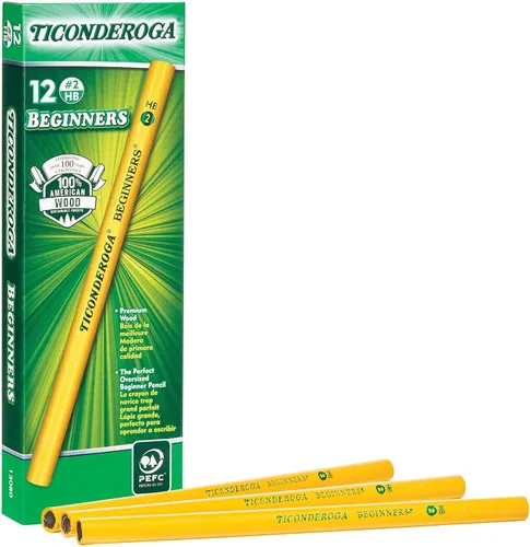 Vista 8 de Ticonderoga Lápices de madera para principiantes, 2 HB suaves, amarillo, 12 unidades (X13080)