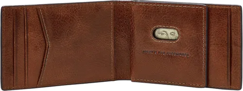 Vista 3 de Fossil Cartera de cuero delgada minimalista con clip para dinero plegable con bolsillo frontal para hombre