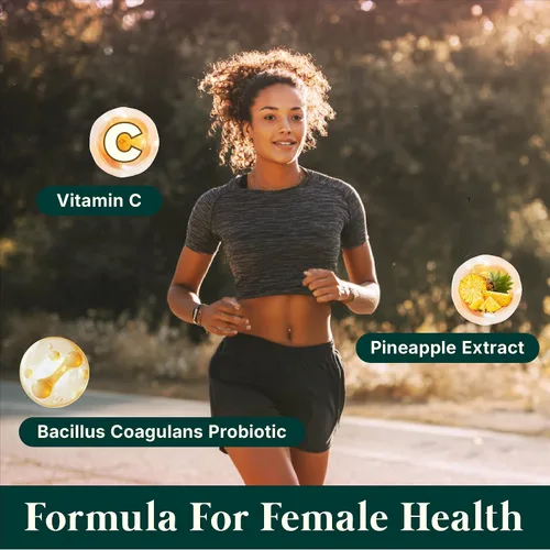 Vista 4 de Gomitas de equilibrio femenino prémium para mujer, gomitas de piña para mujeres, probióticos de pH y apoyo inmunológico, veganas, sin gluten, 60