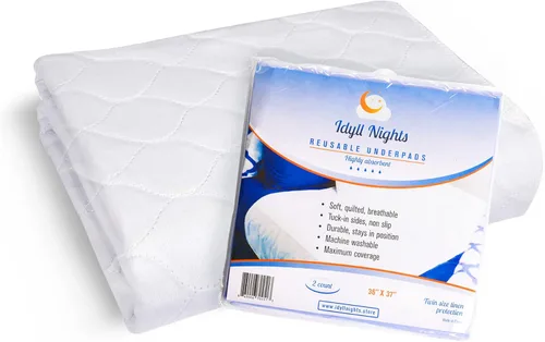 Vista 3 de Almohadilla de cama para incontinencia suave y absorbente, lavable, gran cobertura impermeable con meter en los lados, protector de lino contra