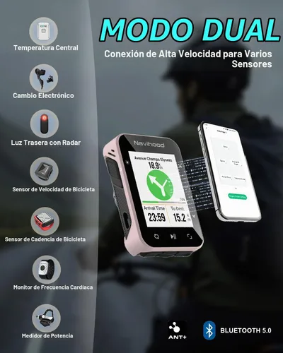 Vista 7 de L2 GPS Bike Computer, 2" Color LCD Wireless Cycling Computer,Bike Speedometer Bluetooth ANT+, IPX7 Waterproof, Auto Backlight, Supports