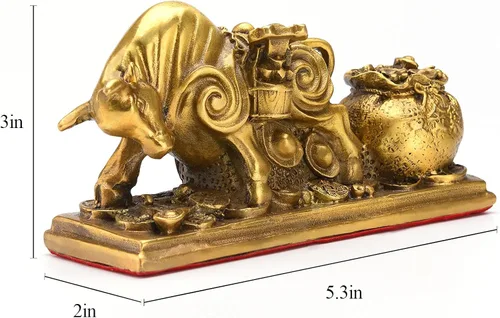 Vista 2 de BRASSTAR TQZMPT1 - TQZMPT1 - TQZMPT1 - Estatua de Feng Shui de latón tira de riqueza con monedas, estatua de fortuna y suerte reunir regalos