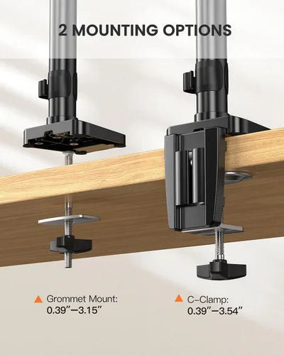 Vista 8 de ErGear Soporte de monitor triple para pantallas de 13 a 27 pulgadas, brazos de monitor triple con USB, soporte de tres monitores resistente