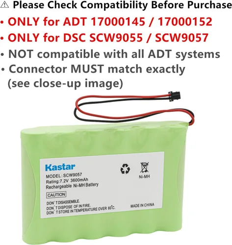 Vista 3 de Kastar Batería de repuesto para ADT 17000145 17000152, compatible con sistema de alarma DSC SCW9055 SCW9057